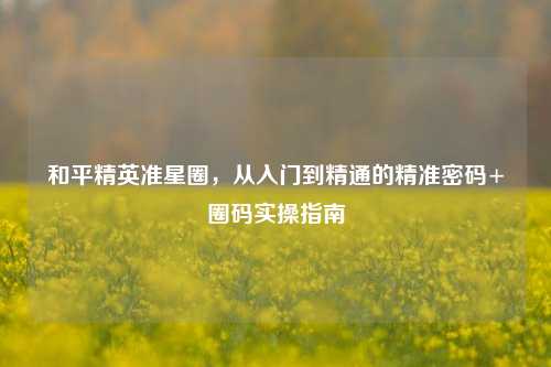 和平精英准星圈,从入门到精通的精准密码+圈码实操指南