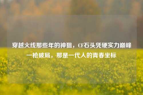 穿越火线那些年的神狙,CF石头凭硬实力巅峰一枪破局,那是一代人的青春坐标