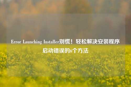 Error Launching Installer别慌!轻松解决安装程序启动错误的6个方法