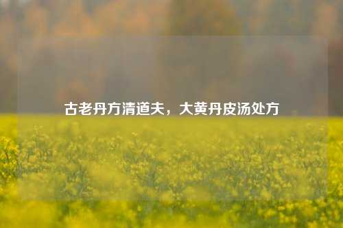 古老丹方清道夫,大黄丹皮汤处方