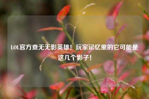 LOL官方查无无影英雄!玩家记忆里的它可能是这几个影子!