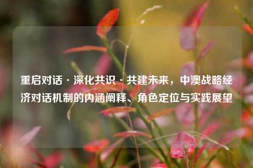 重启对话·深化共识·共建未来,中澳战略经济对话机制的内涵阐释、角色定位与实践展望