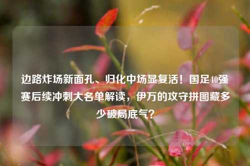 边路炸场新面孔、归化中场显复活！国足40强赛后续冲刺大名单解读，伊万的攻守拼图藏多少破局底气？