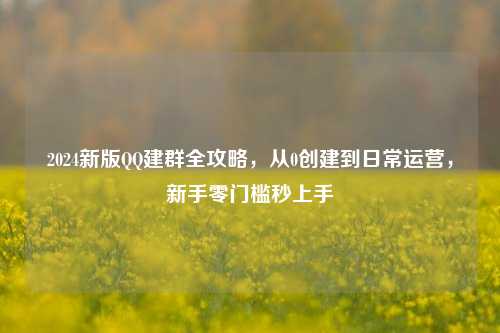 2024新版QQ建群全攻略,从0创建到日常运营,新手零门槛秒上手