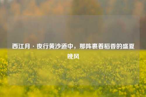 西江月·夜行黄沙道中，那阵裹着稻香的盛夏晚风