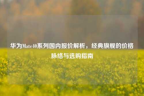 华为Mate40系列国内报价解析,经典旗舰的价格脉络与选购指南