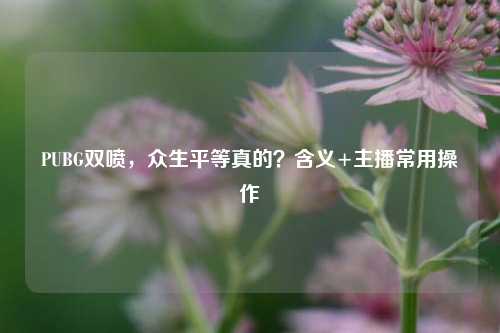 PUBG双喷,众生平等真的?含义+主播常用操作