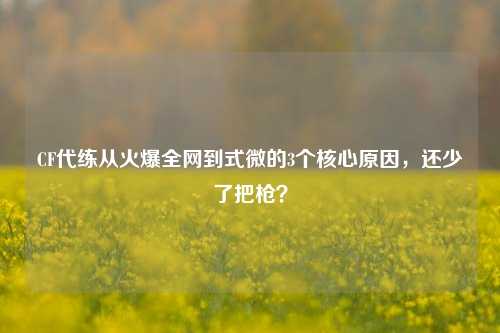 CF代练从火爆全网到式微的3个核心原因，还少了把枪？