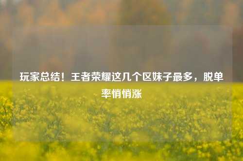 玩家总结！王者荣耀这几个区妹子最多，脱单率悄悄涨