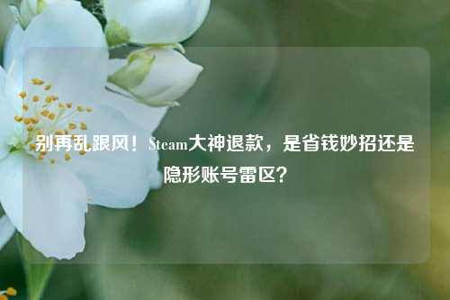 别再乱跟风！Steam大神退款，是省钱妙招还是隐形账号雷区？