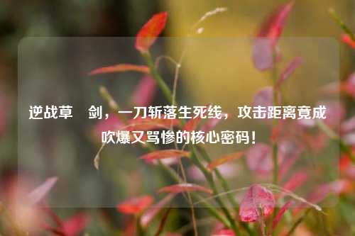 逆战草薙剑,一刀斩落生死线,攻击距离竟成吹爆又骂惨的核心密码!