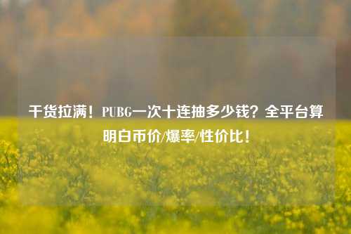 干货拉满！PUBG一次十连抽多少钱？全平台算明白币价/爆率/性价比！