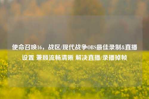 使命召唤16,战区/现代战争OBS最佳录制&直播设置 兼顾流畅清晰 解决直播/录播掉帧