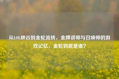 从LOL峡谷到金轮流转,金牌讲师与召唤师的游戏记忆,金轮到底是谁?