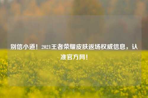 别信小道!2021王者荣耀皮肤返场权威信息,认准官方网!