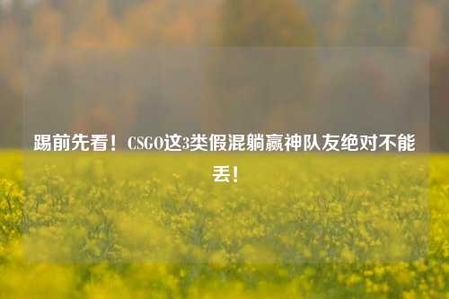 踢前先看！CSGO这3类假混躺赢神队友绝对不能丢！