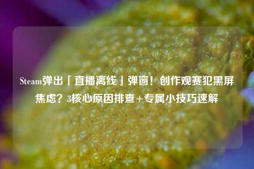 Steam弹出「直播离线」弹窗!创作观赛犯黑屏焦虑?3核心原因排查+专属小技巧速解