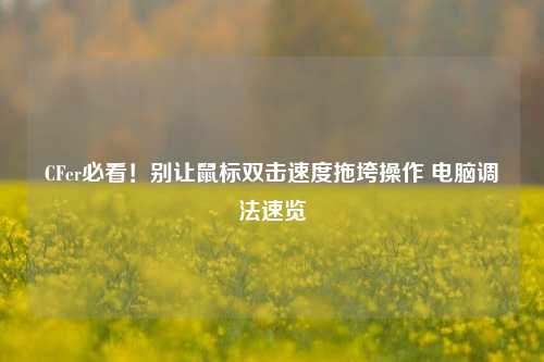 CFer必看！别让鼠标双击速度拖垮操作 电脑调法速览