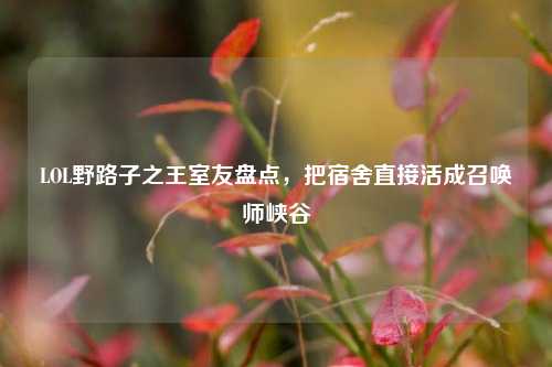 LOL野路子之王室友盘点,把宿舍直接活成召唤师峡谷