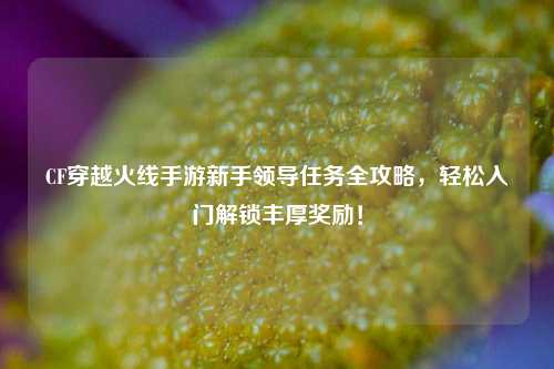 CF穿越火线手游新手领导任务全攻略,轻松入门解锁丰厚奖励!