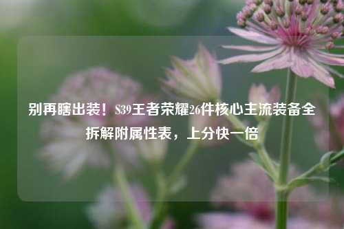 别再瞎出装！S39王者荣耀26件核心主流装备全拆解附属性表，上分快一倍
