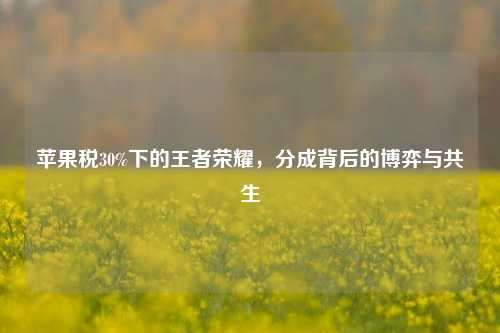 苹果税30%下的王者荣耀，分成背后的博弈与共生