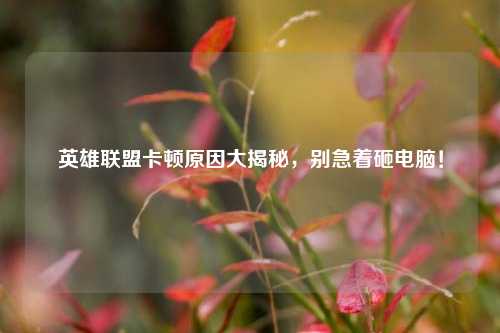 英雄联盟卡顿原因大揭秘，别急着砸电脑！