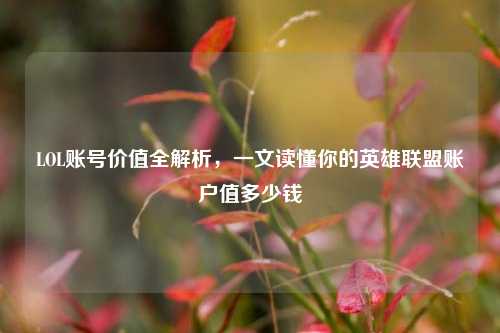 LOL账号价值全解析，一文读懂你的英雄联盟账户值多少钱