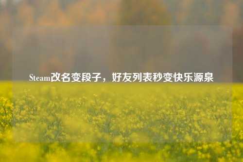 Steam改名变段子，好友列表秒变快乐源泉