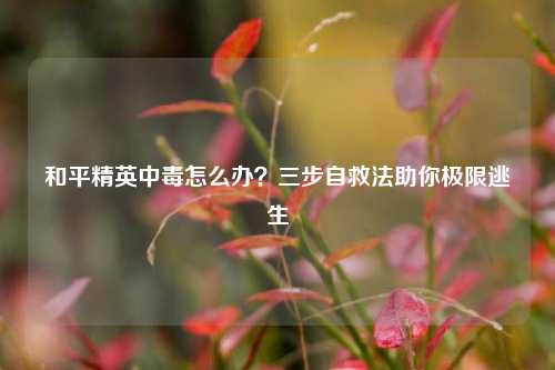 和平精英中毒怎么办?三步自救法助你极限逃生