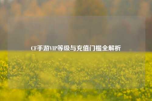 CF手游VIP等级与充值门槛全解析