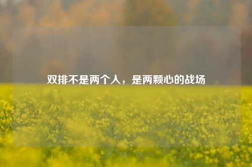双排不是两个人,是两颗心的战场