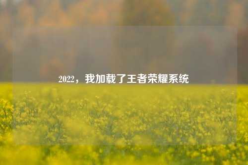 2022,我加载了王者荣耀系统