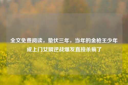 全文免费阅读,蛰伏三年,当年的金枪王少年成上门女婿逆战爆发直接杀疯了