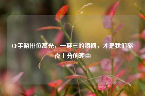 CF手游排位高光，一穿三的瞬间，才是我们熬夜上分的理由