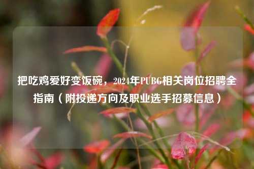 把吃鸡爱好变饭碗,2024年PUBG相关岗位招聘全指南(附投递方向及职业选手招募信息)