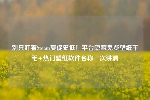 别只盯着Steam夏促史低!平台隐藏免费壁纸羊毛+热门壁纸软件名称一次讲清