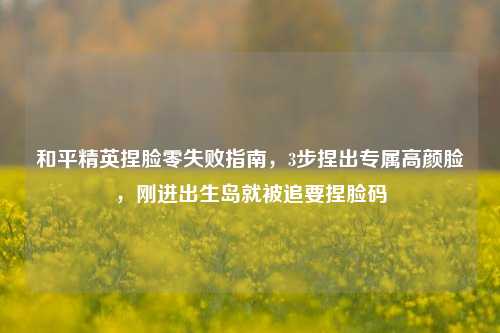 和平精英捏脸零失败指南，3步捏出专属高颜脸，刚进出生岛就被追要捏脸码