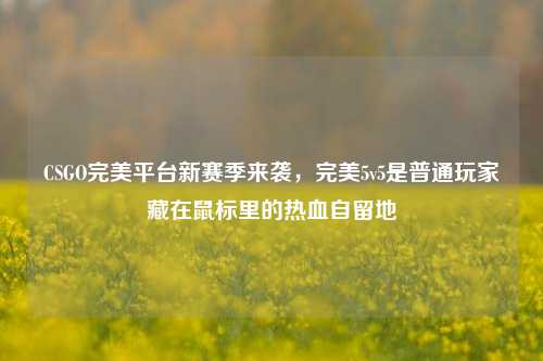 CSGO完美平台新赛季来袭，完美5v5是普通玩家藏在鼠标里的热血自留地