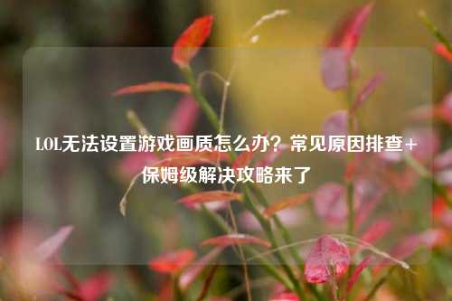 LOL无法设置游戏画质怎么办？常见原因排查+保姆级解决攻略来了