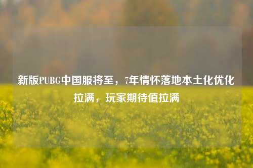 新版PUBG中国服将至,7年情怀落地本土化优化拉满,玩家期待值拉满