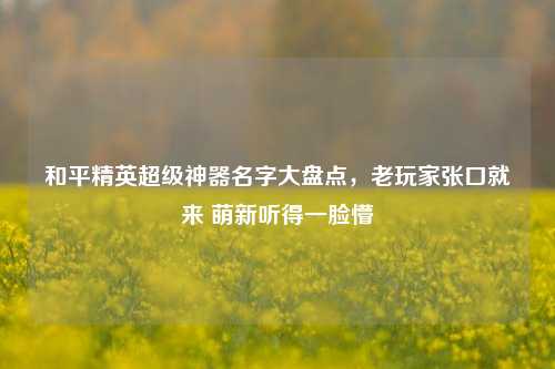 和平精英超级神器名字大盘点，老玩家张口就来 萌新听得一脸懵