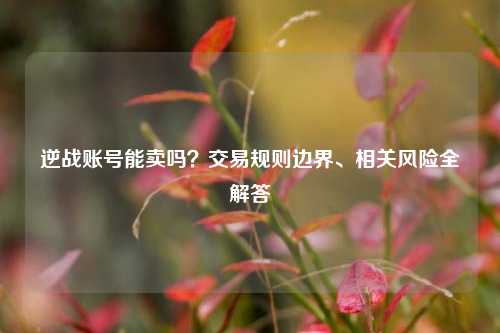 逆战账号能卖吗?交易规则边界、相关风险全解答
