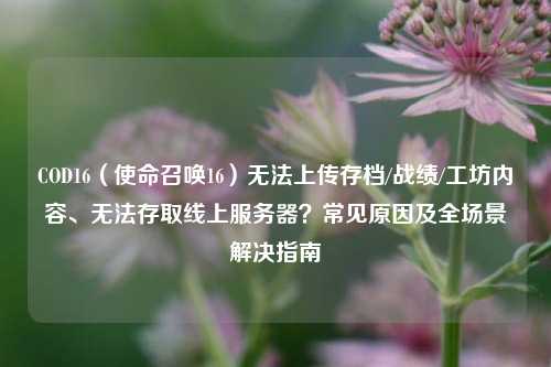 COD16（使命召唤16）无法上传存档/战绩/工坊内容、无法存取线上服务器？常见原因及全场景解决指南