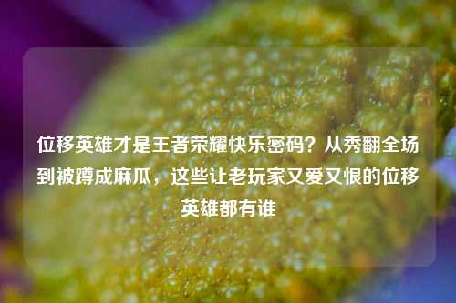 位移英雄才是王者荣耀快乐密码？从秀翻全场到被蹲成麻瓜，这些让老玩家又爱又恨的位移英雄都有谁