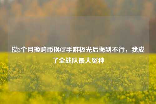 攒3个月换购币换CF手游极光后悔到不行,我成了全战队最大冤种