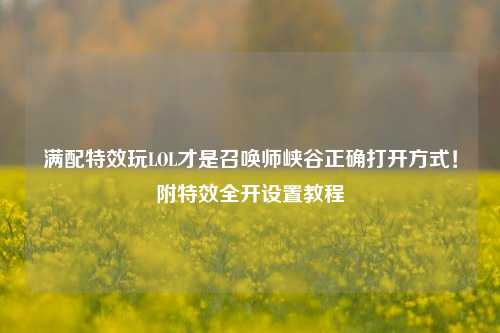 满配特效玩LOL才是召唤师峡谷正确打开方式！附特效全开设置教程