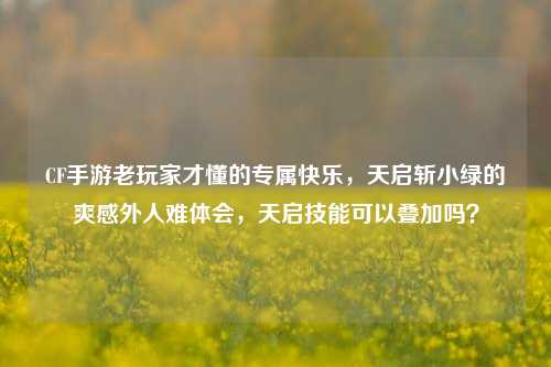 CF手游老玩家才懂的专属快乐，天启斩小绿的爽感外人难体会，天启技能可以叠加吗？