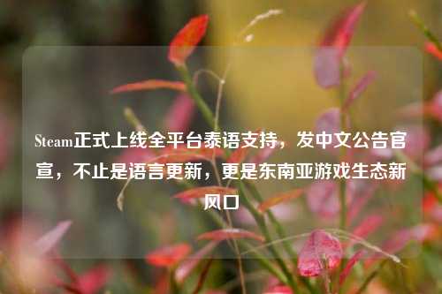 Steam正式上线全平台泰语支持，发中文公告官宣，不止是语言更新，更是东南亚游戏生态新风口