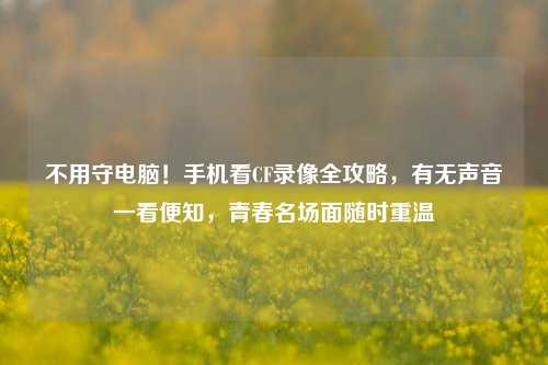 不用守电脑!手机看CF录像全攻略,有无声音一看便知,青春名场面随时重温